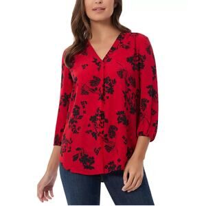 Jones New York NWT floral v neck  3/4 sleeve blouse PXL